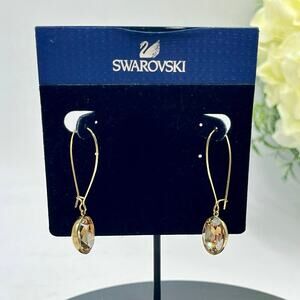 Swarovski Puzzle Crystal Golden Plated Shadow Pierced Gold Earrings New